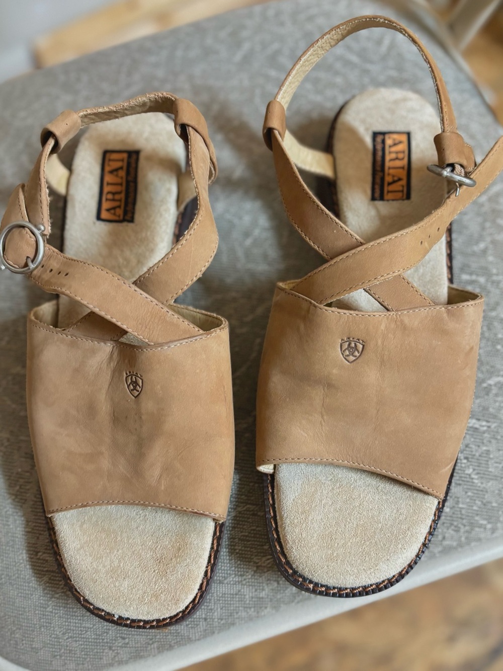 Ariat Tan Leather Crisscross Buckle Sandals